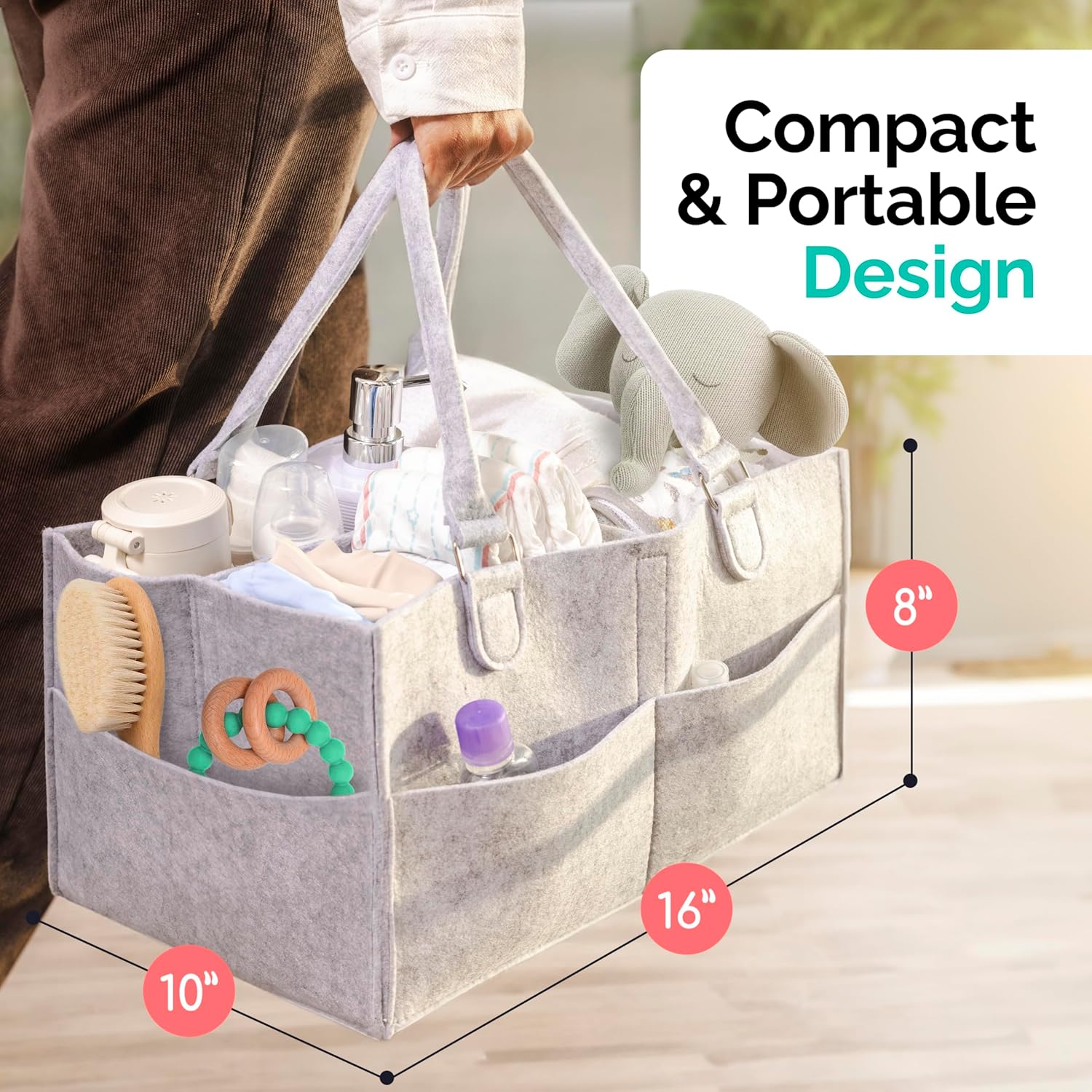Babynma Felt Diaper Caddy - Extra Large Storage for Baby Toddler Supplies