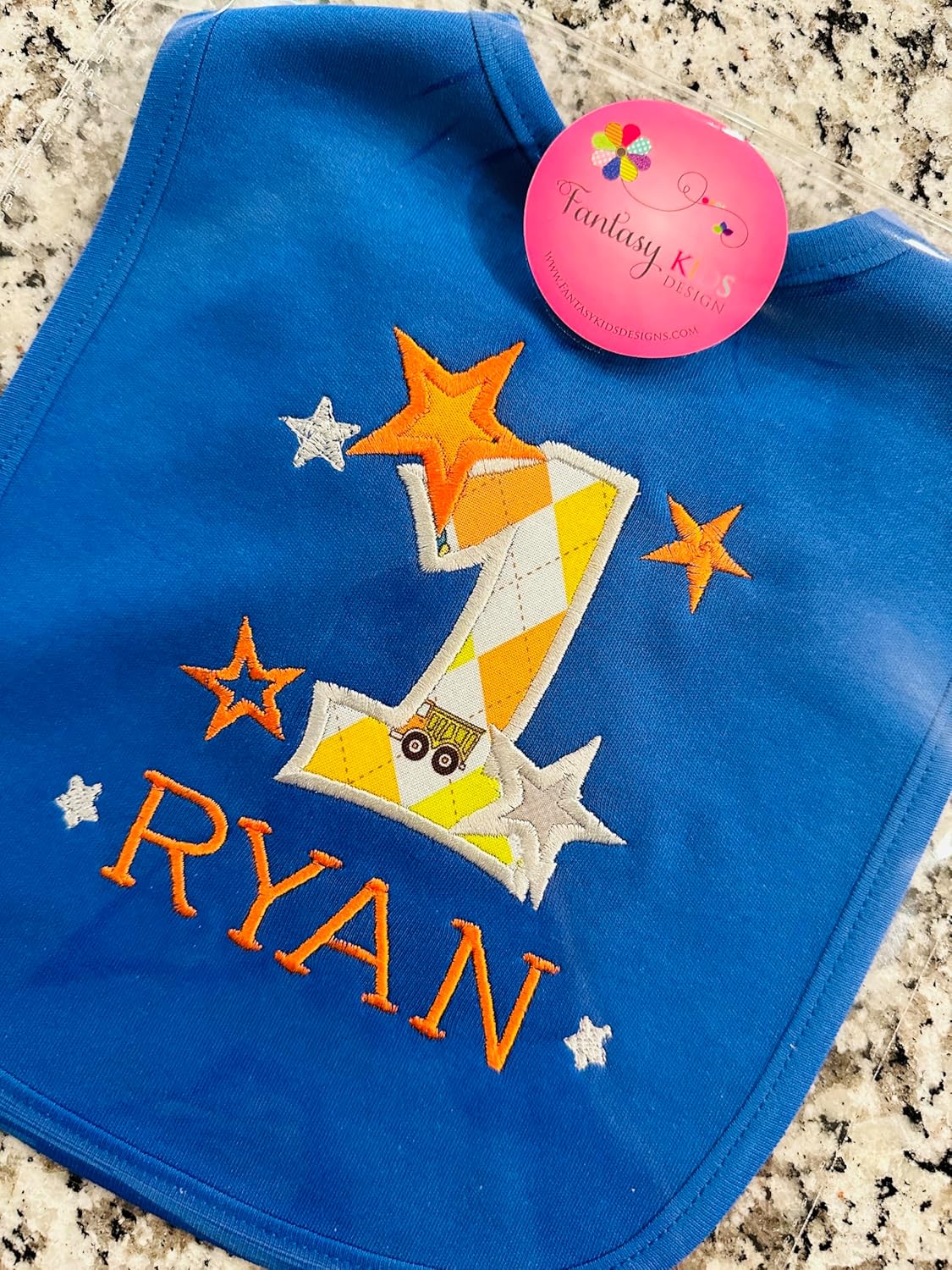 First Birthday Bib for Baby Boy with Personalized Name