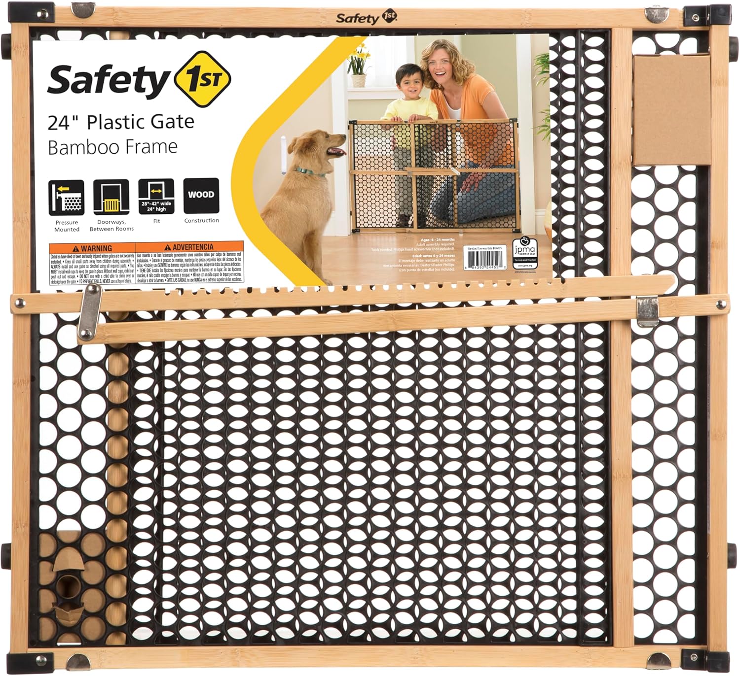 Safety 1st Bamboo Baby Gate with Door 24 High