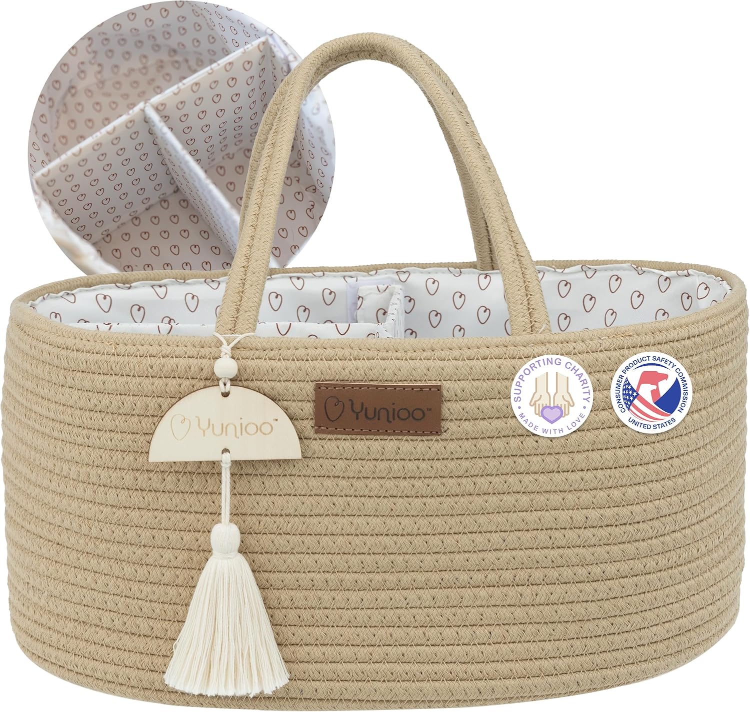 Yunioo Diaper Caddy Organizer Cream