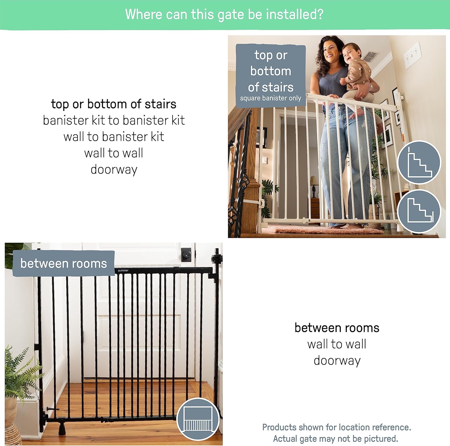 Summer Infant Metal Banister Stair Safety Gate 31-46 Wide 325 Tall Black