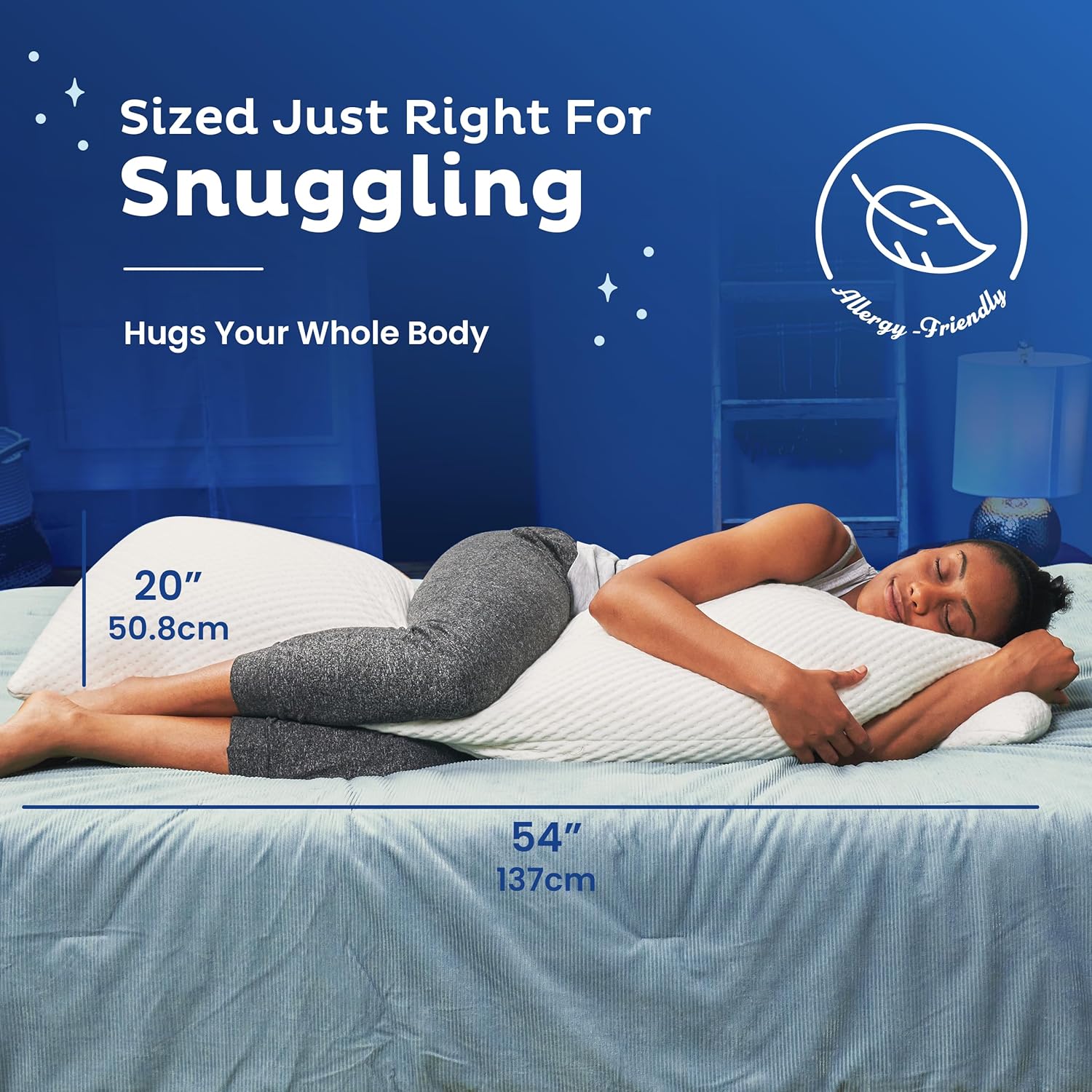 Snuggle-Pedic Body Pillow for Adults - Cozy Supportive Pregnancy Pillow