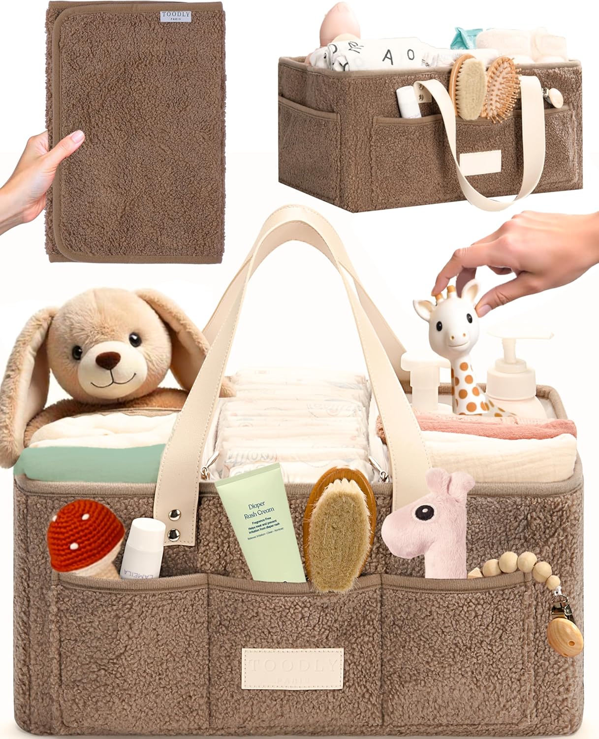 Toodly Baby Diaper Caddy with Changing Mat Organizer