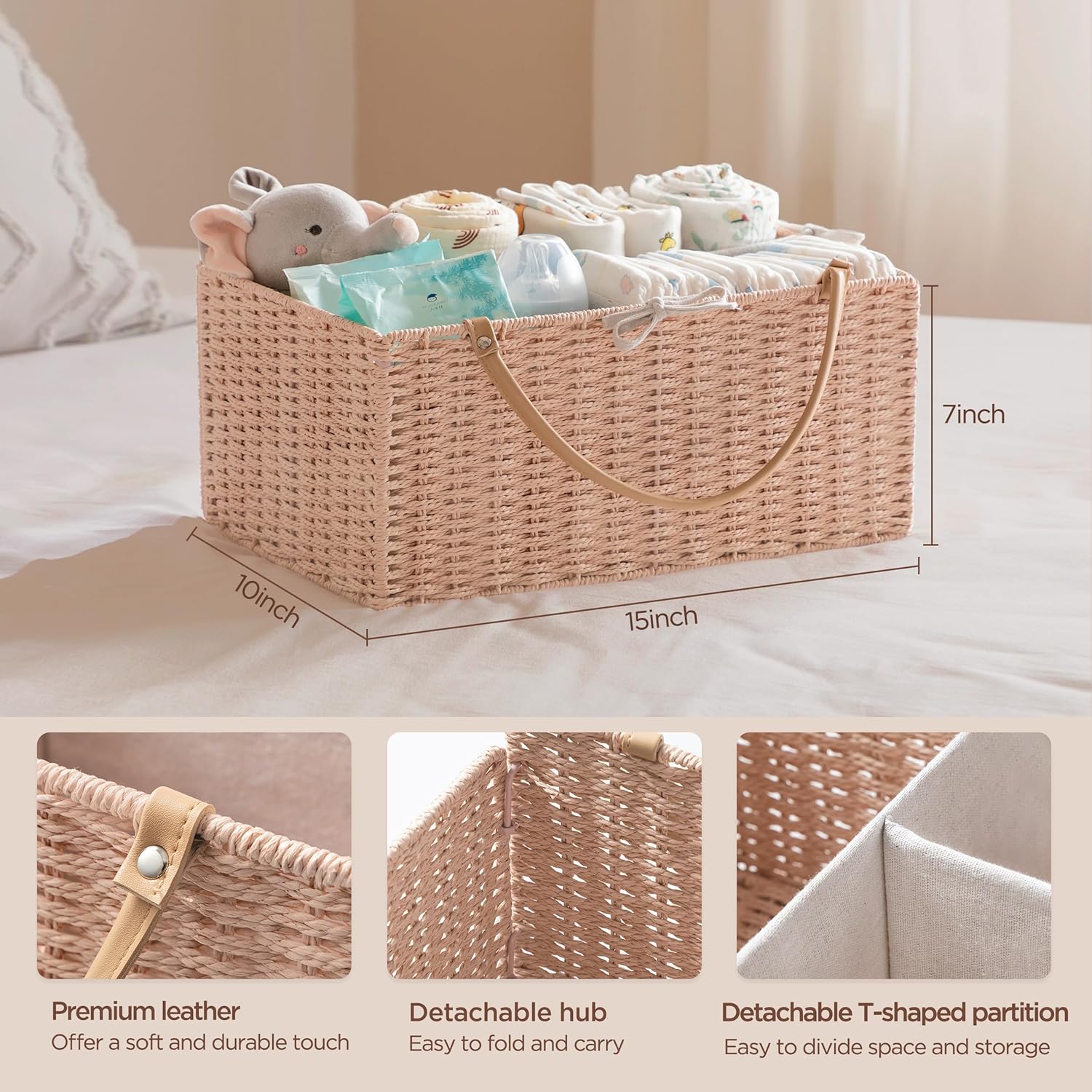 HBlife Baby Diaper Caddy Organizer with Removable Divider